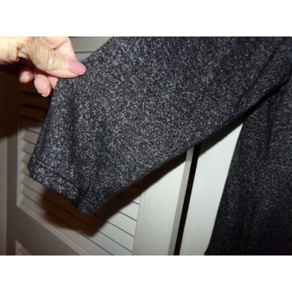 Vtg Lee marled black knit tunic/dress plaid hem front zip 1X Retro Soft Boho - Picture 4 of 5